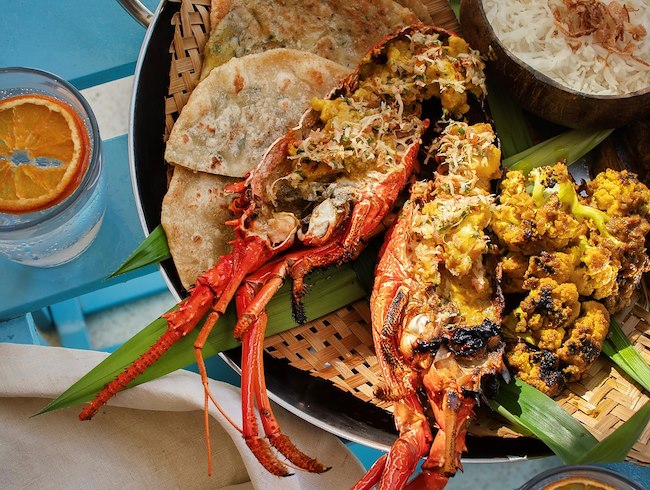 Lobster on a plate for Seafood Market